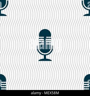 microphone icon sign. Seamless pattern with geometric texture. Vector illustration Stock Vector