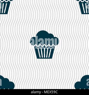 cake icon sign. Seamless pattern with geometric texture. Vector illustration Stock Vector