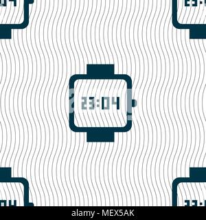 wristwatch icon sign. Seamless pattern with geometric texture. Vector illustration Stock Vector