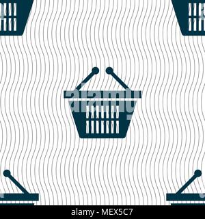 Shopping basket icon sign. Seamless pattern with geometric texture. Vector illustration Stock Vector