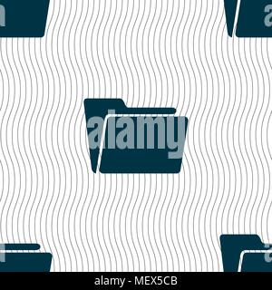 Folder icon sign. Seamless pattern with geometric texture. Vector illustration Stock Vector
