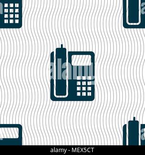 home phone icon sign. Seamless pattern with geometric texture. Vector illustration Stock Vector