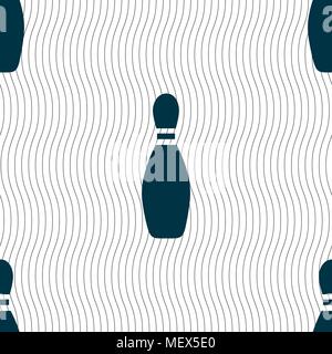 pin bowling icon sign. Seamless pattern with geometric texture. Vector illustration Stock Vector