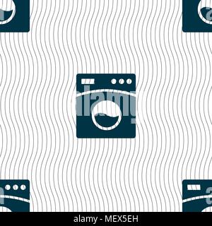 Washing machine icon sign. Seamless pattern with geometric texture. Vector illustration Stock Vector