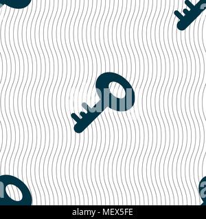Key icon sign. Seamless pattern with geometric texture. Vector illustration Stock Vector
