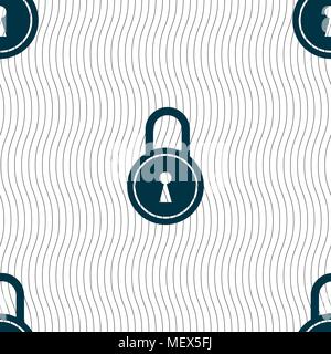 closed lock icon sign. Seamless pattern with geometric texture. Vector illustration Stock Vector