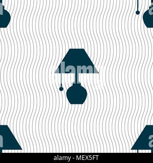 table lamp icon sign. Seamless pattern with geometric texture. Vector illustration Stock Vector