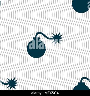 bomb icon sign. Seamless pattern with geometric texture. Vector illustration Stock Vector