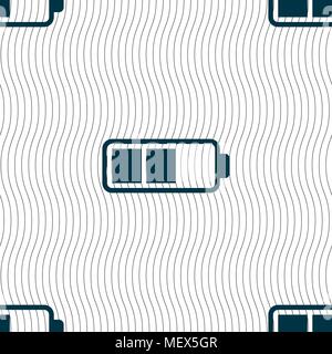 Battery half icon sign. Seamless pattern with geometric texture. Vector illustration Stock Vector