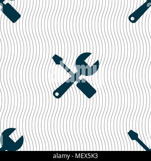 wrench and screwdriver icon sign. Seamless pattern with geometric texture. Vector illustration Stock Vector