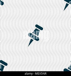 push pin icon sign. Seamless pattern with geometric texture. Vector illustration Stock Vector
