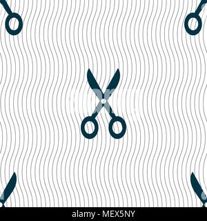 Scissors icon sign. Seamless pattern with geometric texture. Vector illustration Stock Vector