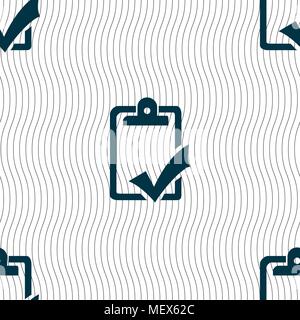 Document grammar control, Test, work complete icon sign. Seamless pattern with geometric texture. Vector illustration Stock Vector