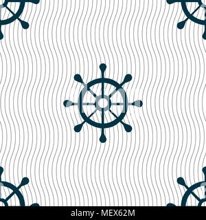 ship helm icon sign. Seamless pattern with geometric texture. Vector illustration Stock Vector