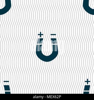 horseshoe magnet, magnetism, magnetize, attraction icon sign. Seamless pattern with geometric texture. Vector illustration Stock Vector