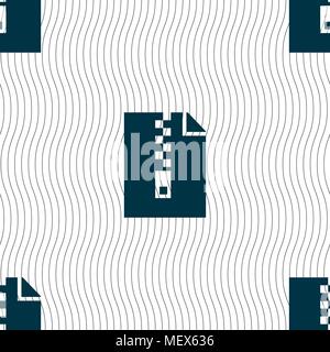 computer zip folder, archive icon sign. Seamless pattern with geometric texture. Vector illustration Stock Vector