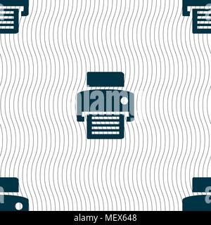 fax, printer icon sign. Seamless pattern with geometric texture. Vector illustration Stock Vector