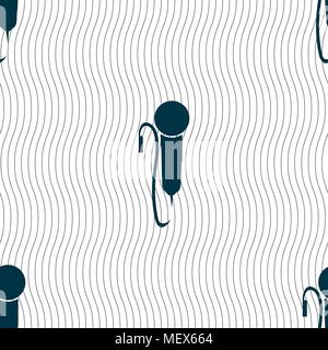 microphone icon sign. Seamless pattern with geometric texture. Vector illustration Stock Vector