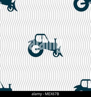 Tractor icon sign. Seamless pattern with geometric texture. Vector illustration Stock Vector
