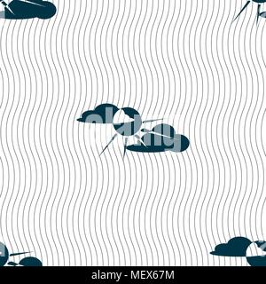 sun behind cloud icon sign. Seamless pattern with geometric texture. Vector illustration Stock Vector