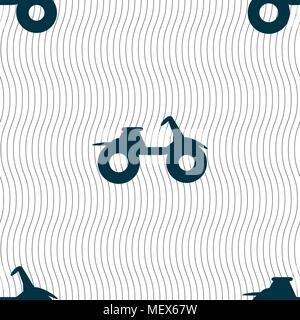 ATV icon sign. Seamless pattern with geometric texture. Vector illustration Stock Vector