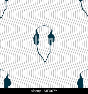 headphones icon sign. Seamless pattern with geometric texture. Vector illustration Stock Vector