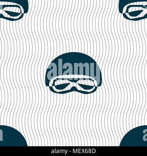 In a ski masks, snowboard ski goggles, diving mask icon sign. Seamless pattern with geometric texture. Vector illustration Stock Vector
