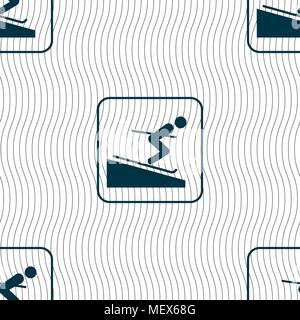 Skier sign. Seamless pattern with geometric texture. Vector illustration Stock Vector