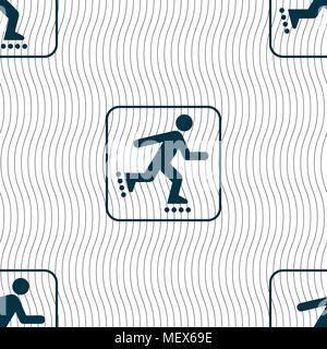 roller skating sign. Seamless pattern with geometric texture. Vector illustration Stock Vector
