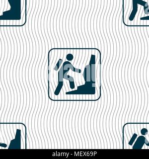 rock climbing sign. Seamless pattern with geometric texture. Vector illustration Stock Vector