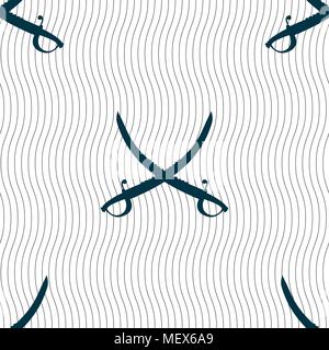 Crossed saber sign. Seamless pattern with geometric texture. Vector illustration Stock Vector