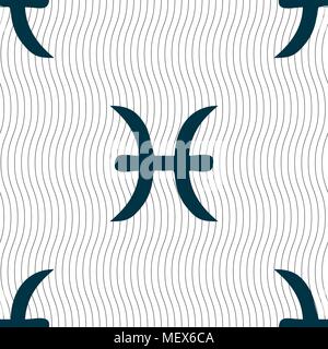 Pisces zodiac sign sign. Seamless pattern with geometric texture. Vector illustration Stock Vector