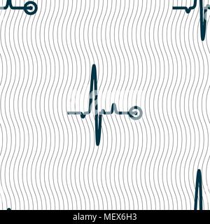 Heartbeat sign. Seamless pattern with geometric texture. Vector illustration Stock Vector