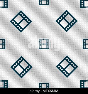 film icon sign. Seamless pattern with geometric texture. Vector illustration Stock Vector