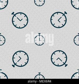 Stopwatch  icon sign. Seamless pattern with geometric texture. Vector illustration Stock Vector