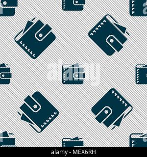 Purse  icon sign. Seamless pattern with geometric texture. Vector illustration Stock Vector