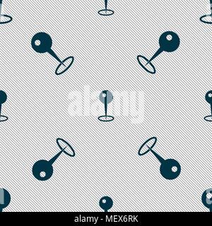Map pointer icon sign. Seamless pattern with geometric texture. Vector illustration Stock Vector