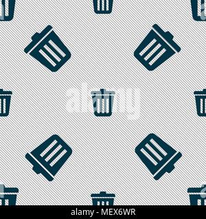 Bin  icon sign. Seamless pattern with geometric texture. Vector illustration Stock Vector
