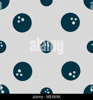Bowling game, ball icon sign. Seamless pattern with geometric texture. Vector illustration Stock Vector