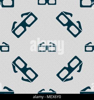 3d glasses icon sign. Seamless pattern with geometric texture. Vector illustration Stock Vector