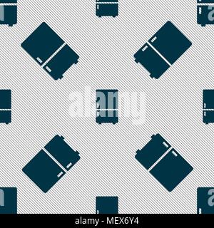 Refrigerator icon sign. Seamless pattern with geometric texture. Vector illustration Stock Vector