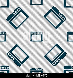 kitchen stove icon sign. Seamless pattern with geometric texture. Vector illustration Stock Vector