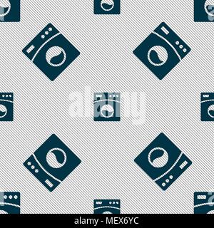 Washing machine icon sign. Seamless pattern with geometric texture. Vector illustration Stock Vector