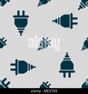 plug icon sign. Seamless pattern with geometric texture. Vector illustration Stock Vector