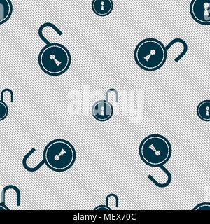 open lock icon sign. Seamless pattern with geometric texture. Vector illustration Stock Vector