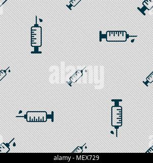 syringe icon sign. Seamless pattern with geometric texture. Vector illustration Stock Vector