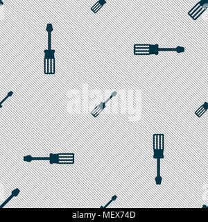 screwdriver icon sign. Seamless pattern with geometric texture. Vector illustration Stock Vector
