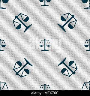 Libra icon sign. Seamless pattern with geometric texture. Vector illustration Stock Vector