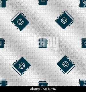 Notebook, address, phone book icon sign. Seamless pattern with geometric texture. Vector illustration Stock Vector