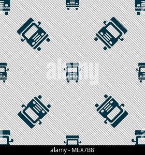 Transport truck icon sign. Seamless pattern with geometric texture. Vector illustration Stock Vector
